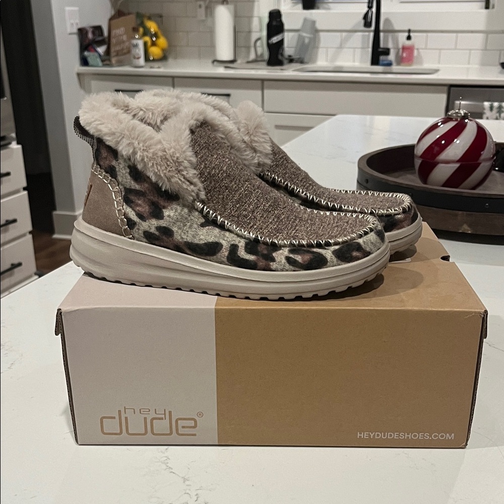 Hey Dude Women's Tan and Leopard Boots size 6
